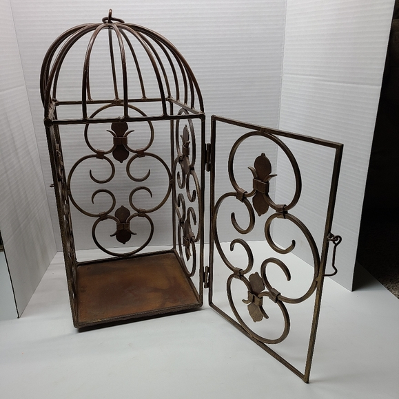 Vintage Metal Hanging Birdcage Candle Holder MCM bird - Picture 2 of 15